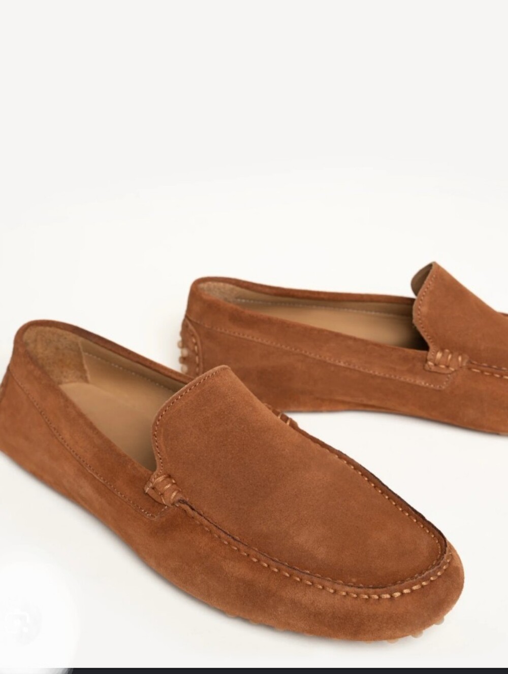 Men's Suede Penny Loafers in Orange Brown